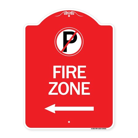 Signmission No Parking Symbol and Left Arrow, Red & White Aluminum Architectural Sign, 18" x 24", RW-1824-24655 A-DES-RW-1824-24655